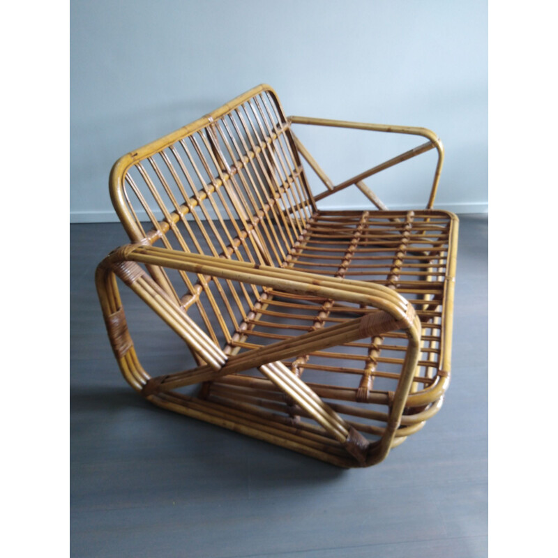 Canapé vintage de Paul Frankl en bambou des années 1950