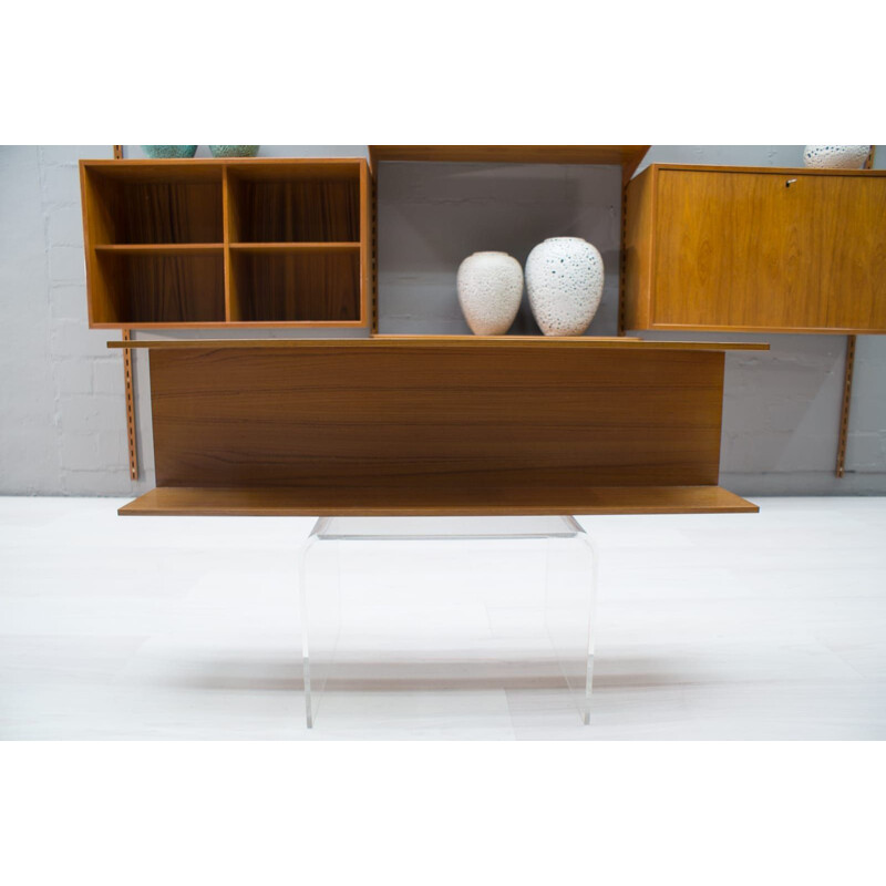 Vintage wall shelf in teak by Walter Wirz for Wilhelm Renz, Germany 1960s