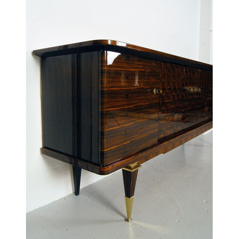 Vintage sideboard lacquered Art Deco in Macassar ebony and maple France 1940s