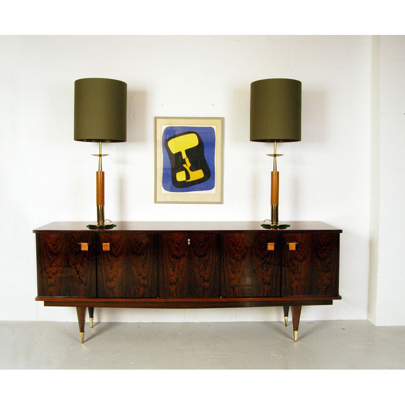 Vintage sideboard in lacquered rosewood by Roger Hilaire for Malora France 1960s