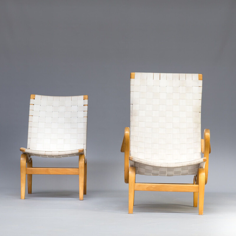 Set of 2 vintage armchairs Pernilla by Bruno Mathsson for Karl Mathsson 1970s