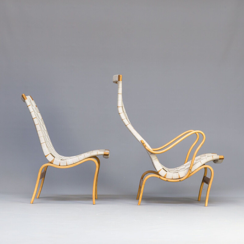 Set of 2 vintage armchairs Pernilla by Bruno Mathsson for Karl Mathsson 1970s