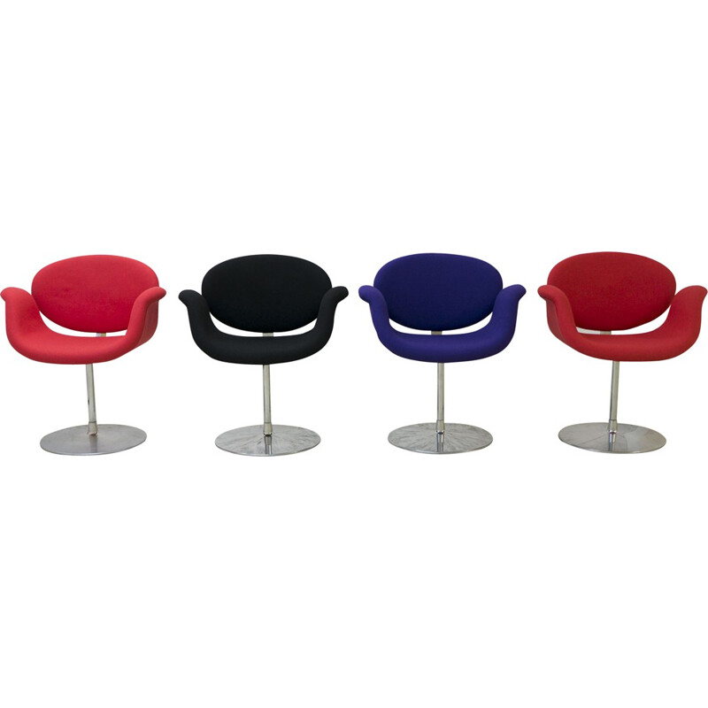 Set of 4 Artifort vintage armchairs in jersey and aluminum, Pierre PAULIN - 1960s