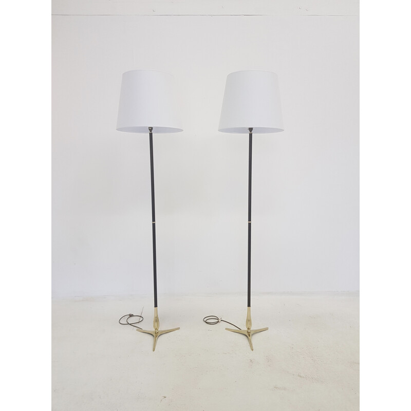 Paire de lampadaires vintage Riccardo Scarpa en bronze et laiton