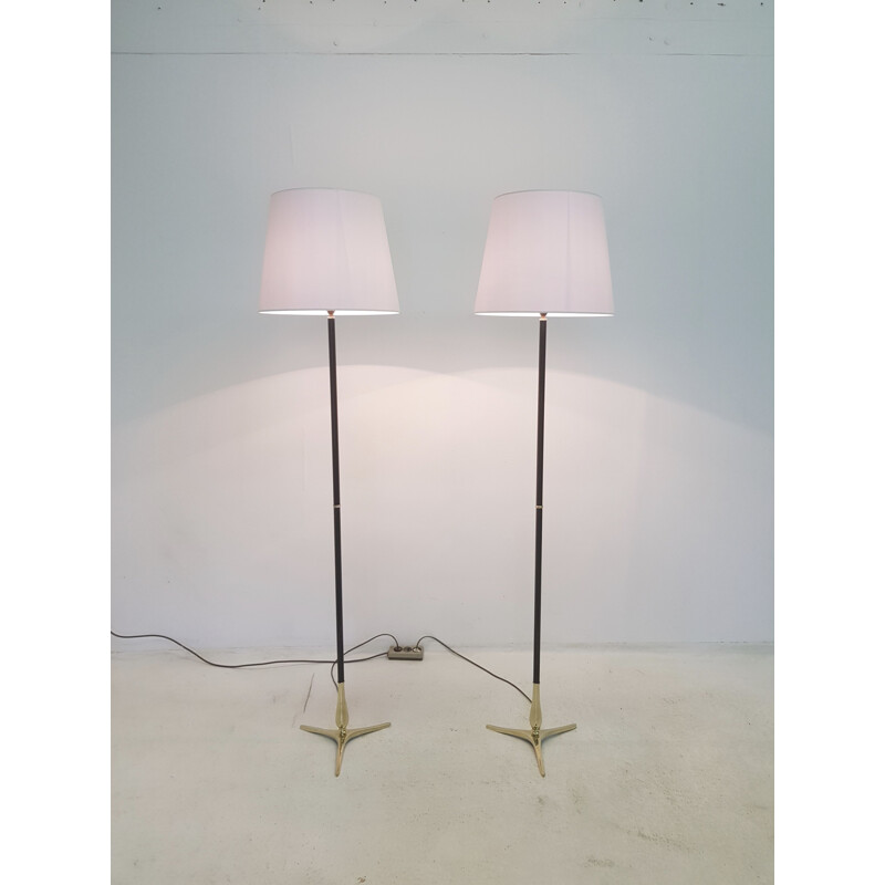 Paire de lampadaires vintage Riccardo Scarpa en bronze et laiton
