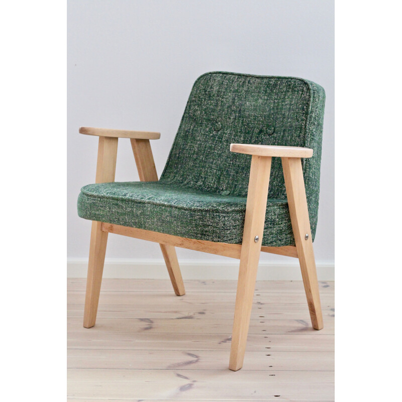 Vintage green armchair Jozef Chierowski model 366