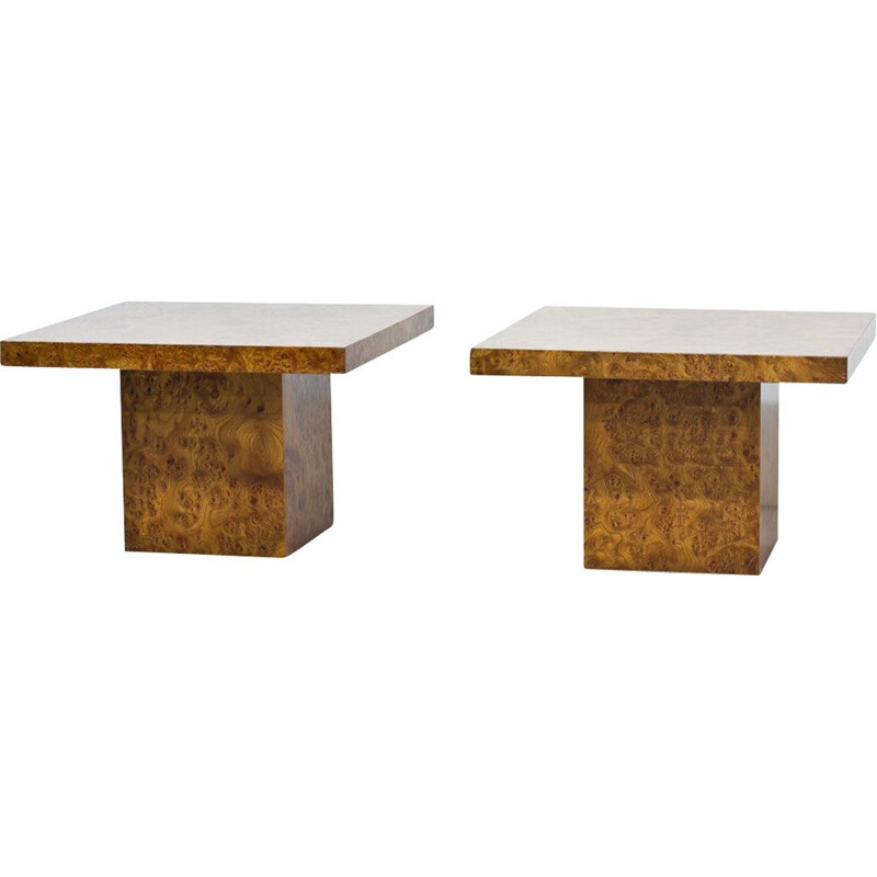 Pair of vintage coffee tables in elm Italy 1970s