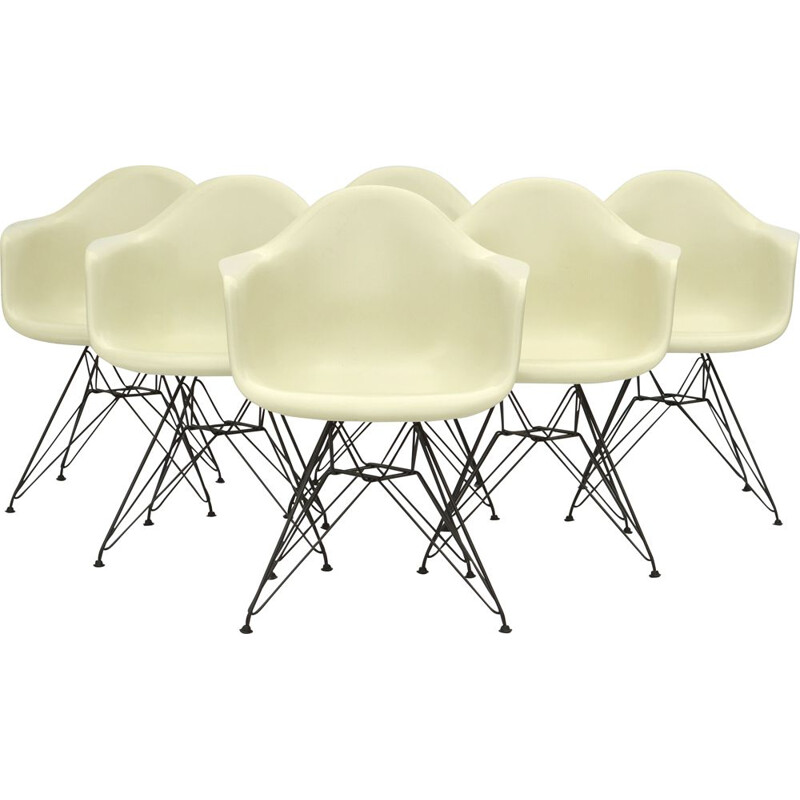 Set of 6 vintage Eames Fiberglass Arm Chairs DAR