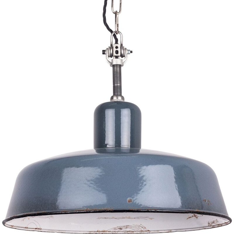 Vintage Industrial Blue-Grey Pendant Lamp from Siemens