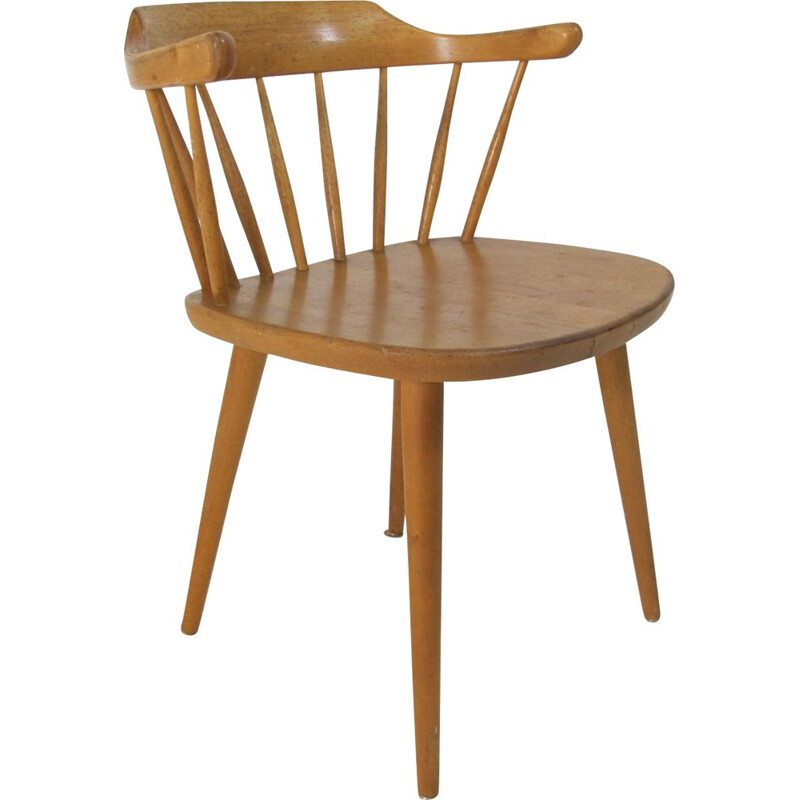 Vintage,birch Scandinavian side chair, 1950s