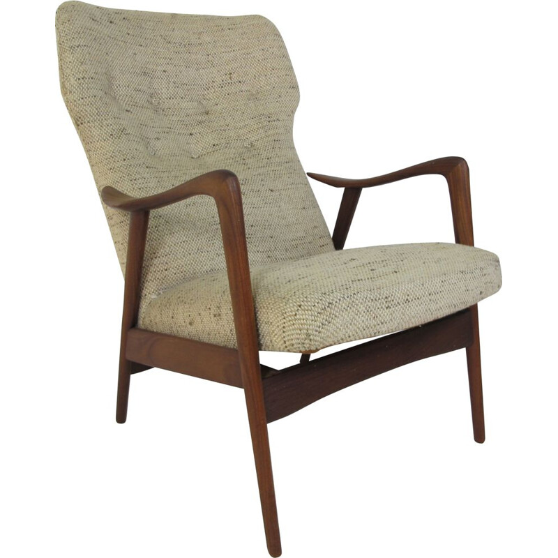 Cadeira Vintage de teca e lã lounge para Westnofa, Noruega 1950