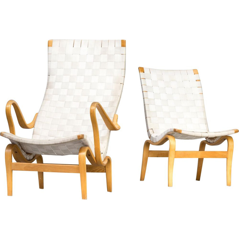 Set of 2 vintage armchairs Pernilla by Bruno Mathsson for Karl Mathsson 1970s