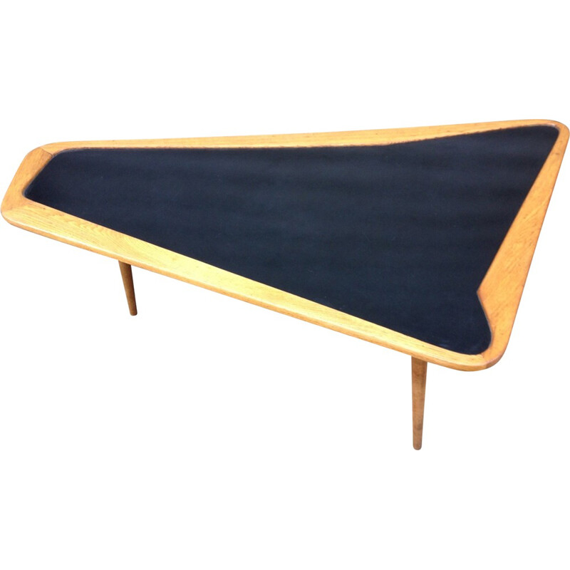 Vintage coffee table in wood and formica, Charles RAMOS - 1950s