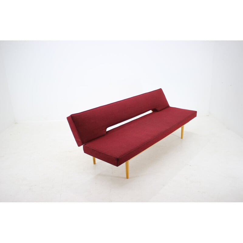 Vintage sofa by Miroslav Navrátil in wood and fabric1960s