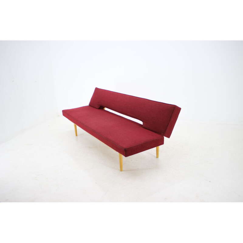 Vintage sofa by Miroslav Navrátil in wood and fabric1960s