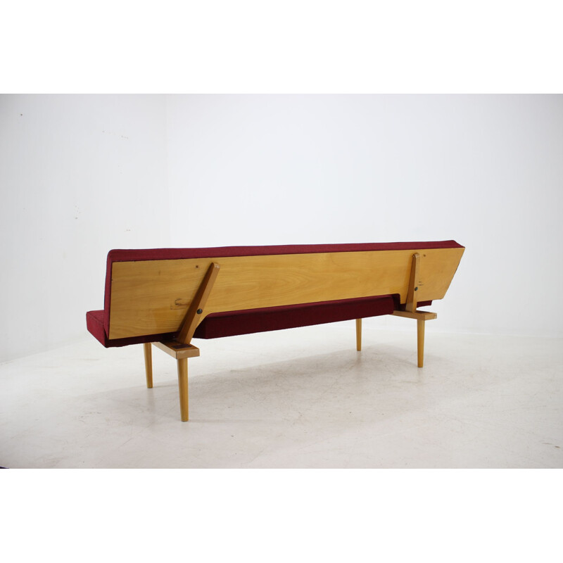 Vintage sofa by Miroslav Navrátil in wood and fabric1960s