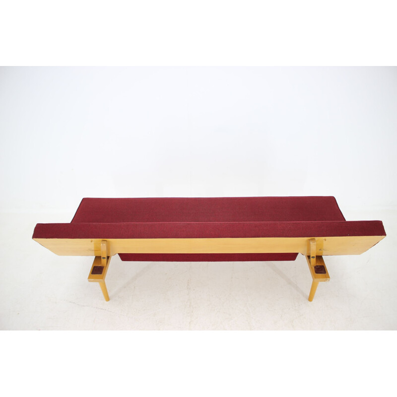 Vintage sofa by Miroslav Navrátil in wood and fabric1960s