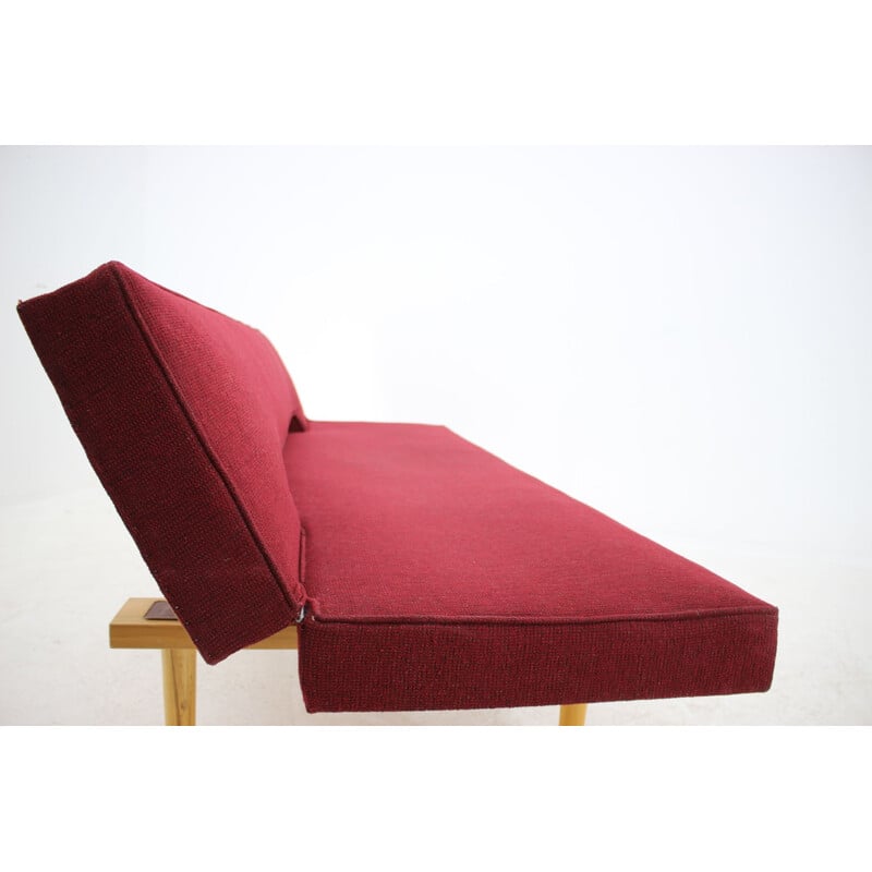 Vintage sofa by Miroslav Navrátil in wood and fabric1960s