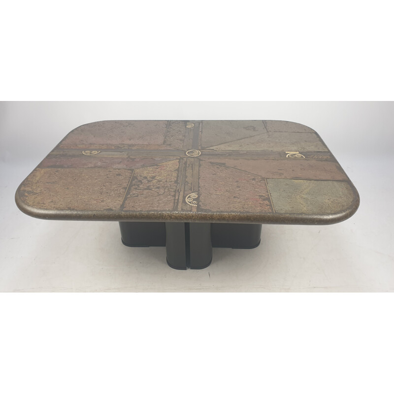 Vintage square coffee table by Kingma in concrete and stone 1990s