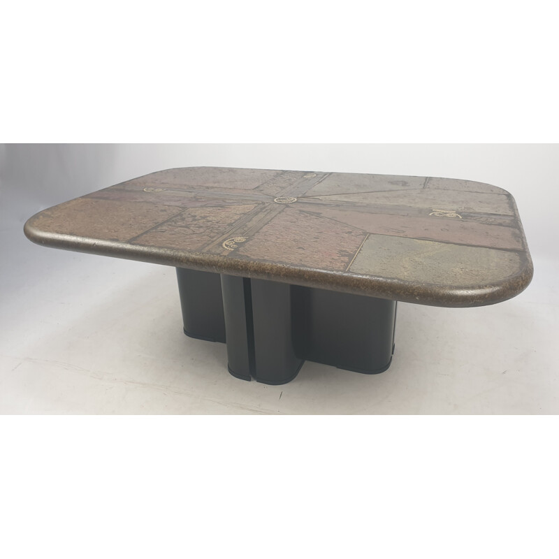 Vintage square coffee table by Kingma in concrete and stone 1990s