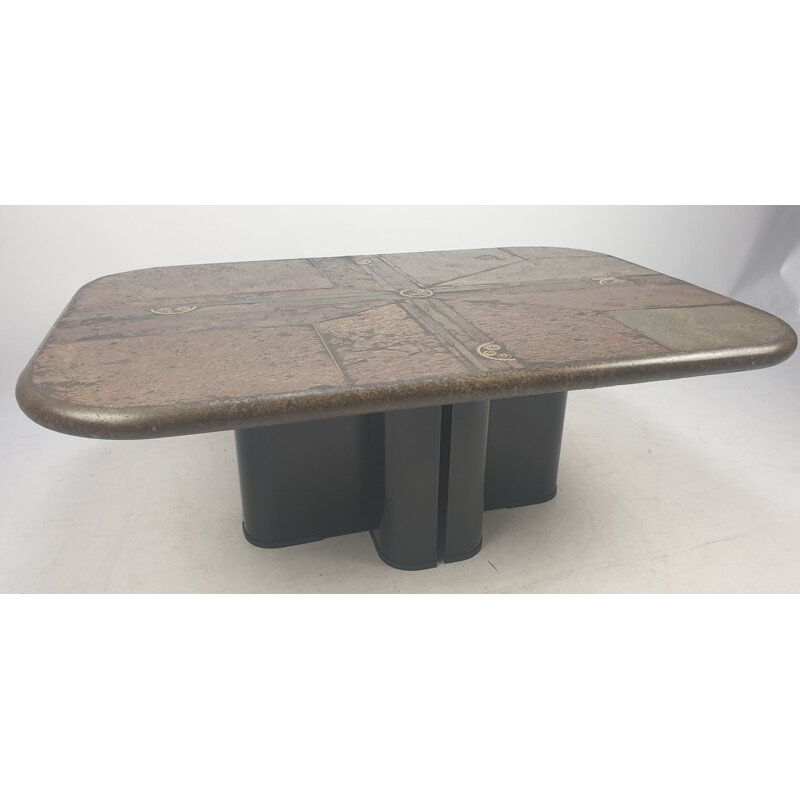 Vintage square coffee table by Kingma in concrete and stone 1990s