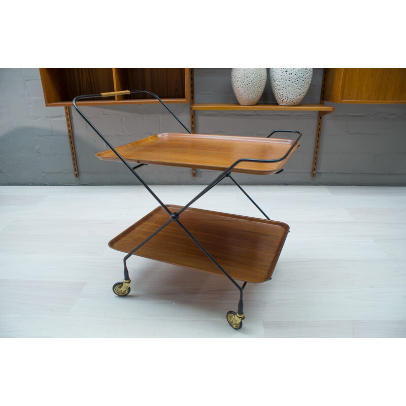 Vintage teak and metal serving table for Åry Fanérprodukter Nybro, Sweden 1960