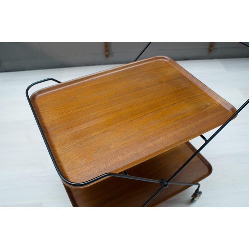 Vintage teak and metal serving table for Åry Fanérprodukter Nybro, Sweden 1960