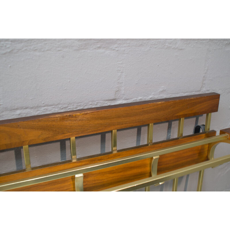 Vintage wall rack in brass and walnut 1960s