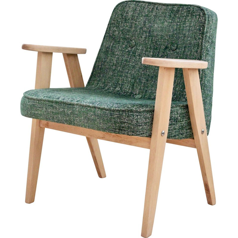 Vintage green armchair Jozef Chierowski model 366