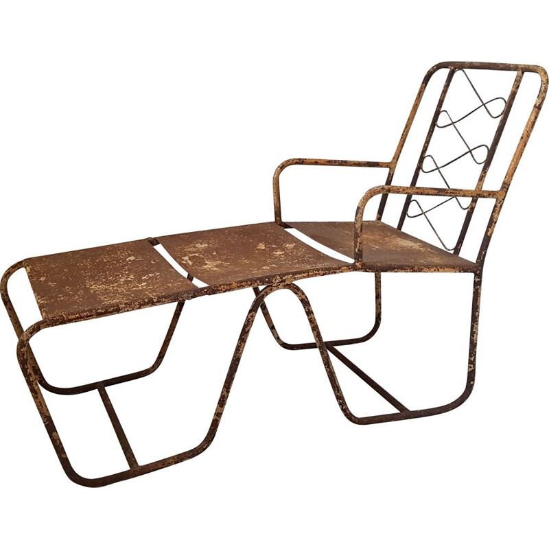 Chaise longue vintage bain de soleil 1940