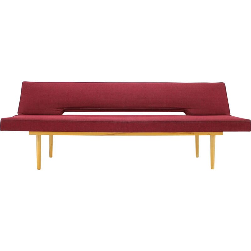 Vintage sofa by Miroslav Navrátil in wood and fabric1960s