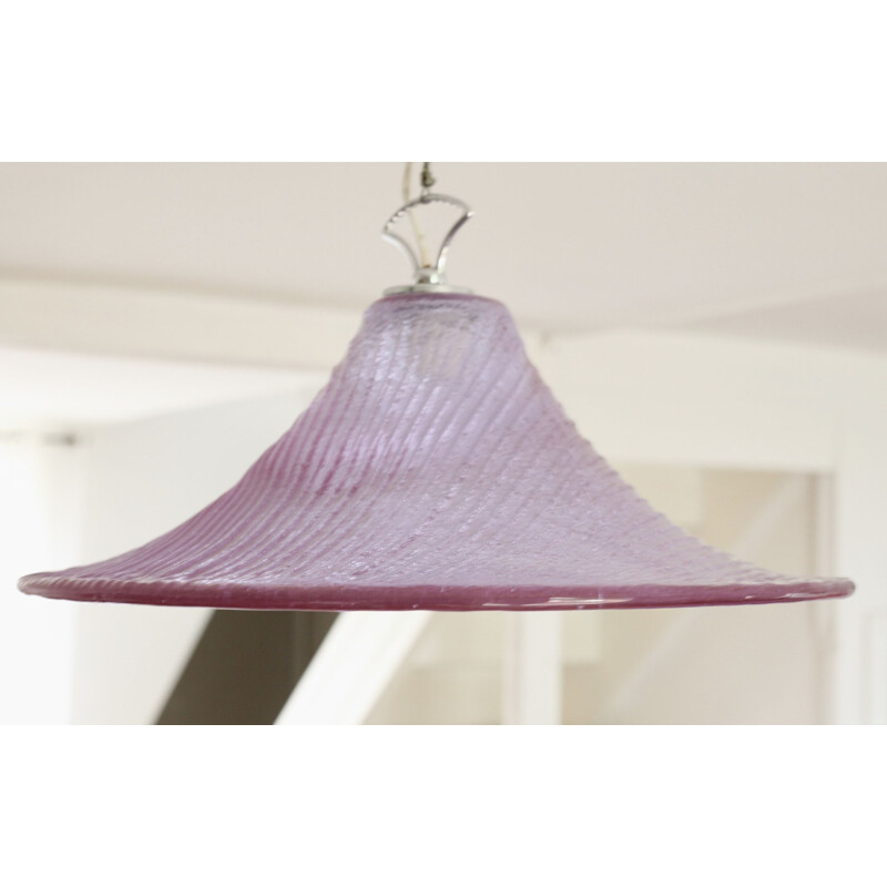 Vintage Italian pink hanging lamp in Murano glass 1970