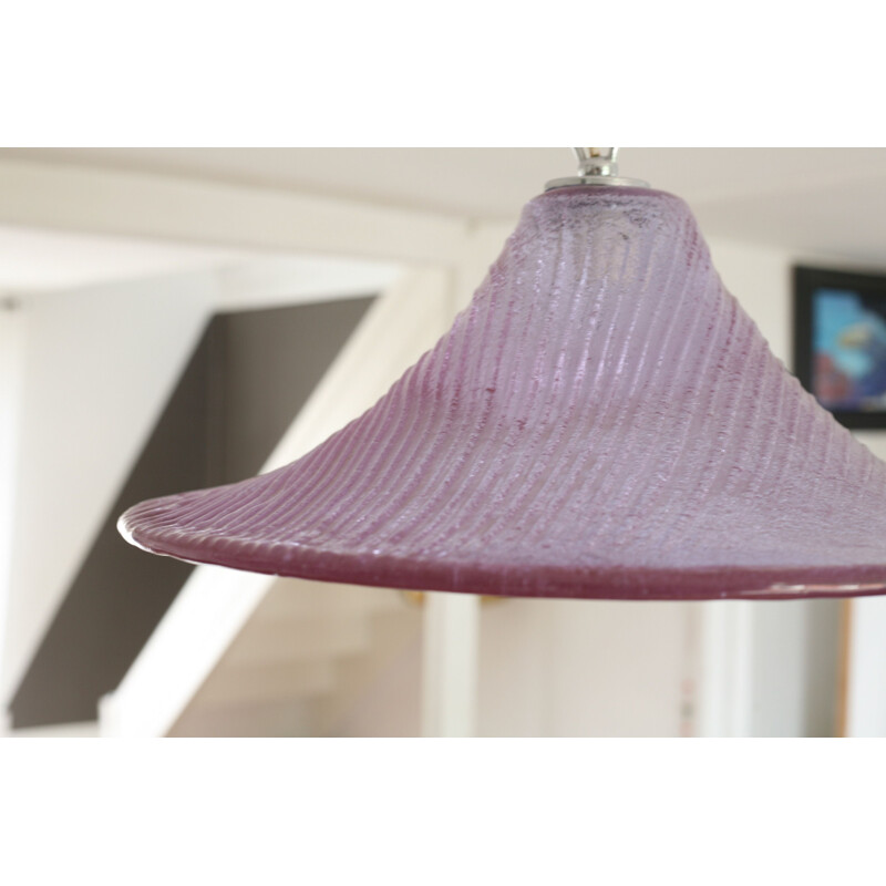 Vintage Italian pink hanging lamp in Murano glass 1970