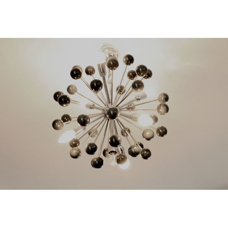 Italian sputnik vintage chandelier in chrome steel 1970