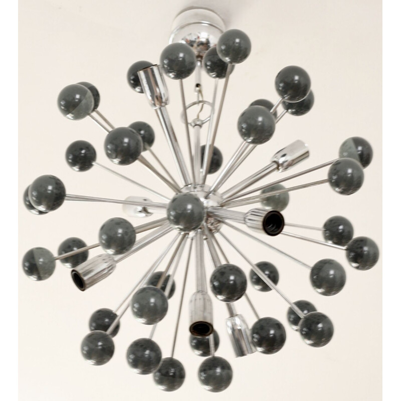 Italian sputnik vintage chandelier in chrome steel 1970