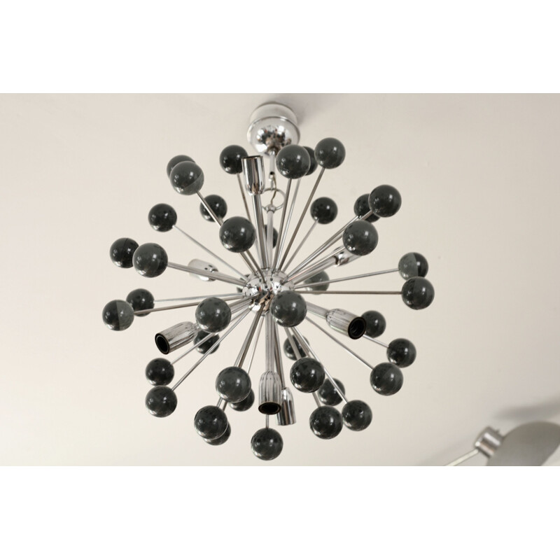 Italian sputnik vintage chandelier in chrome steel 1970