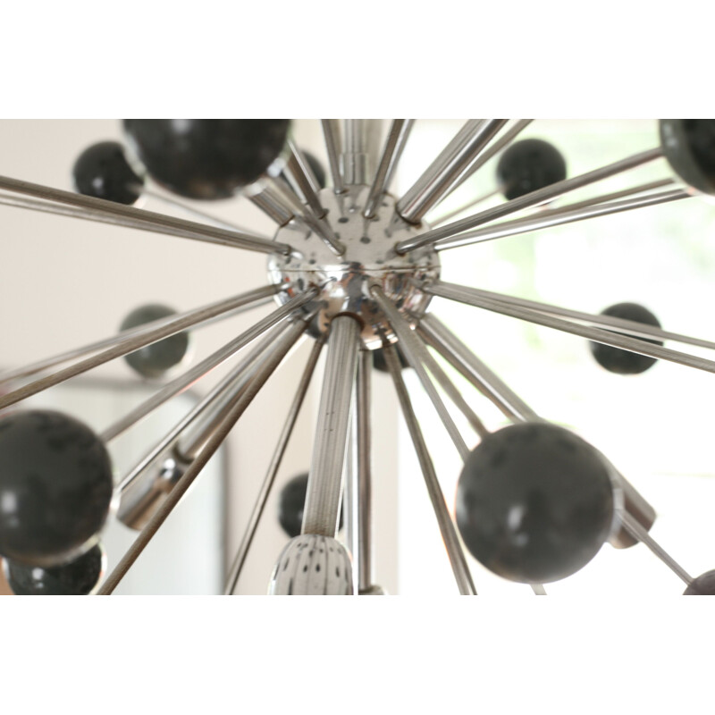 Italian sputnik vintage chandelier in chrome steel 1970