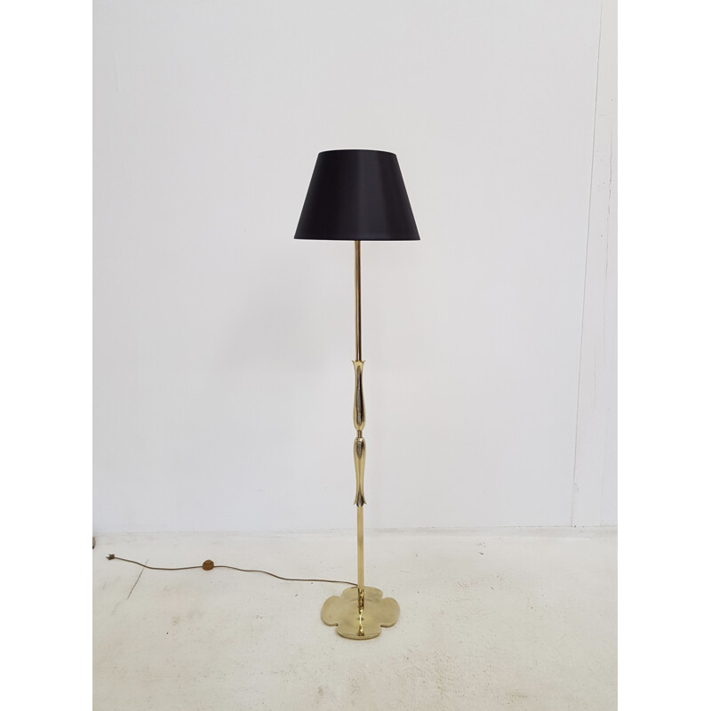 Vintage floorlamp by Riccardo Scarpa in bronze and black fabric 1950