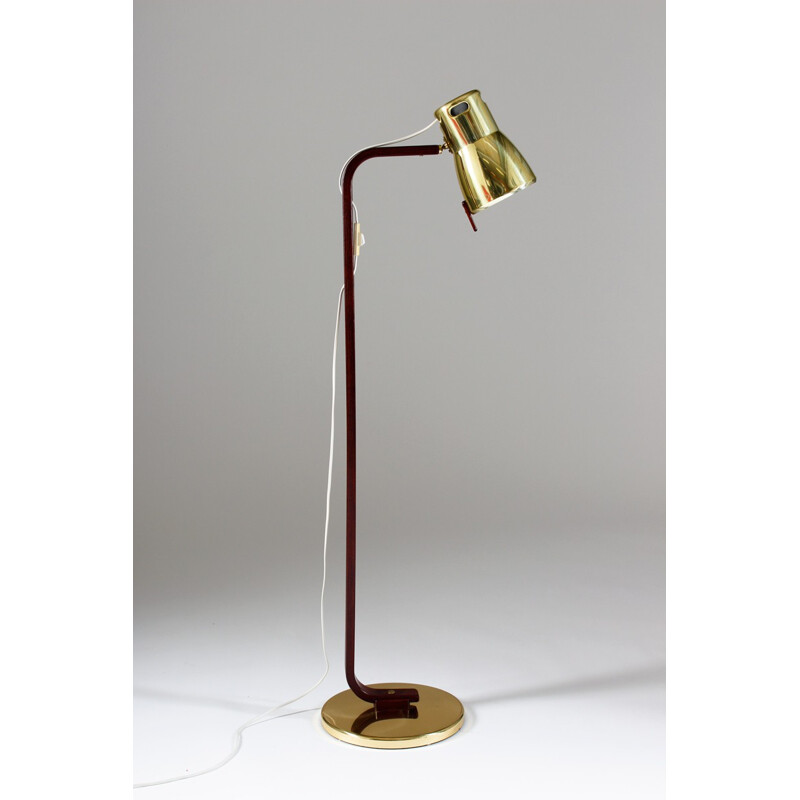 Wooden and brass Markaryd floor lamp, Hans Agne JAKOBSSON - 1960s