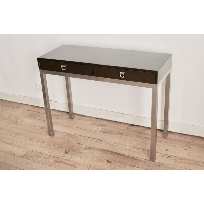 Vintage console table by Guy Lefevre for Maison Jansen in steel and lacquered wood