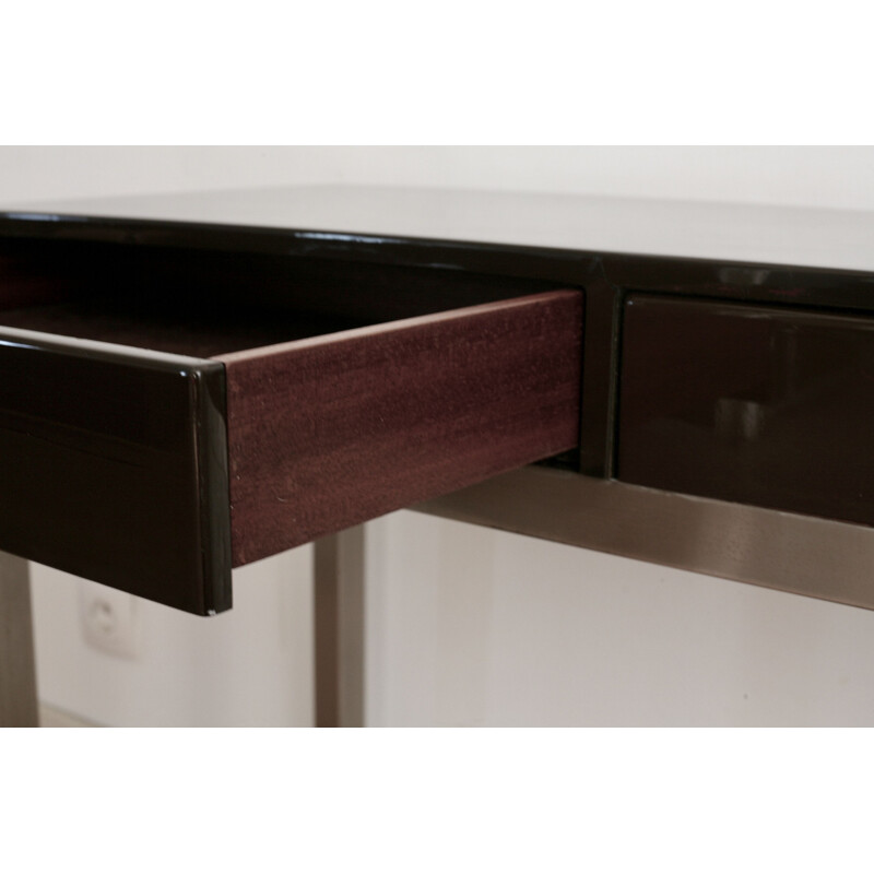 Vintage console table by Guy Lefevre for Maison Jansen in steel and lacquered wood