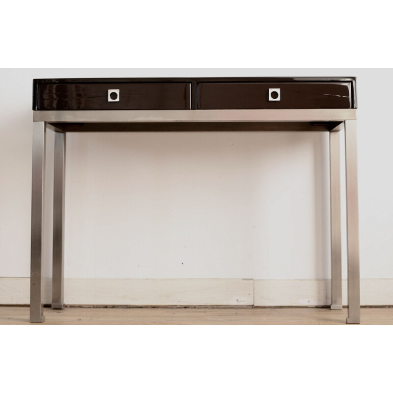 Vintage console table by Guy Lefevre for Maison Jansen in steel and lacquered wood