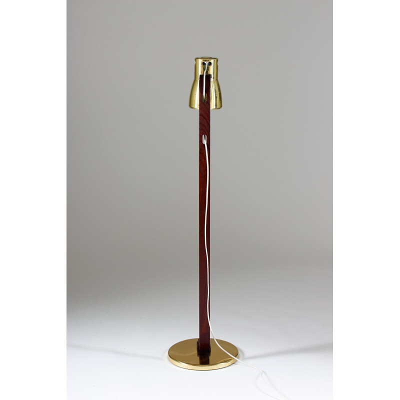 Wooden and brass Markaryd floor lamp, Hans Agne JAKOBSSON - 1960s