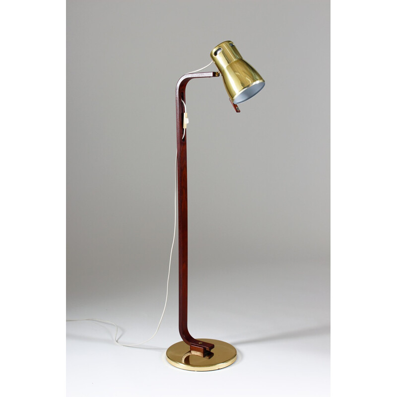 Wooden and brass Markaryd floor lamp, Hans Agne JAKOBSSON - 1960s