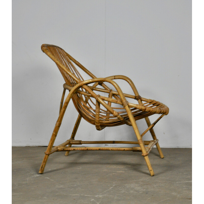 Dutch vintage armchair in rattan 1960