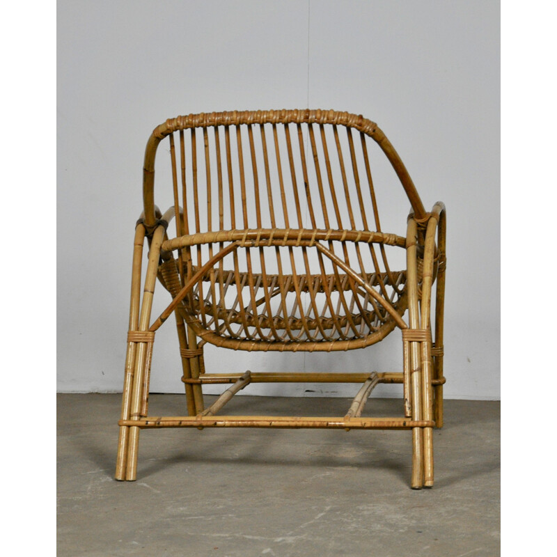 Dutch vintage armchair in rattan 1960