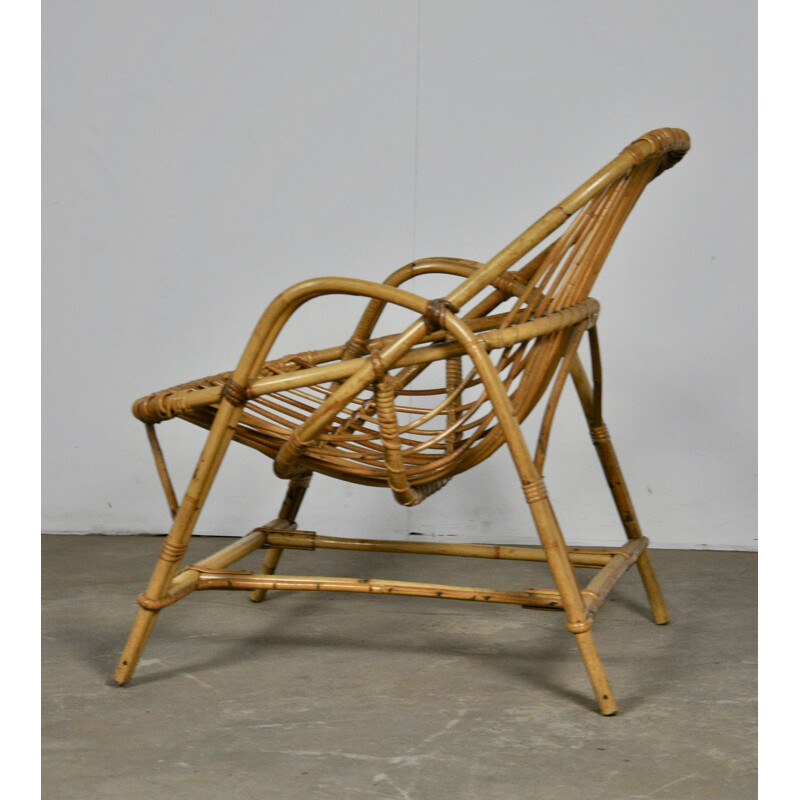 Dutch vintage armchair in rattan 1960