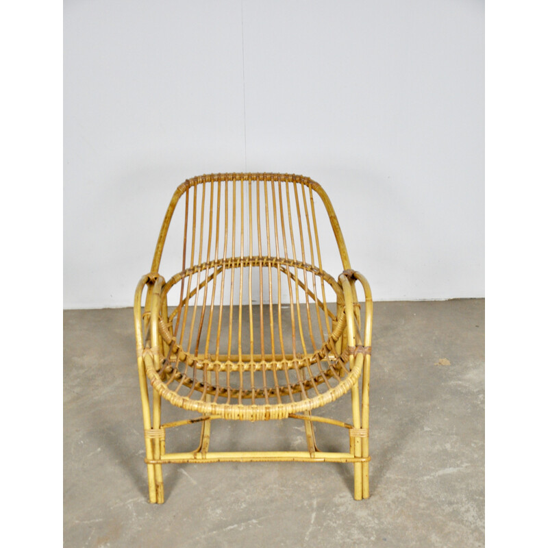 Dutch vintage armchair in rattan 1960