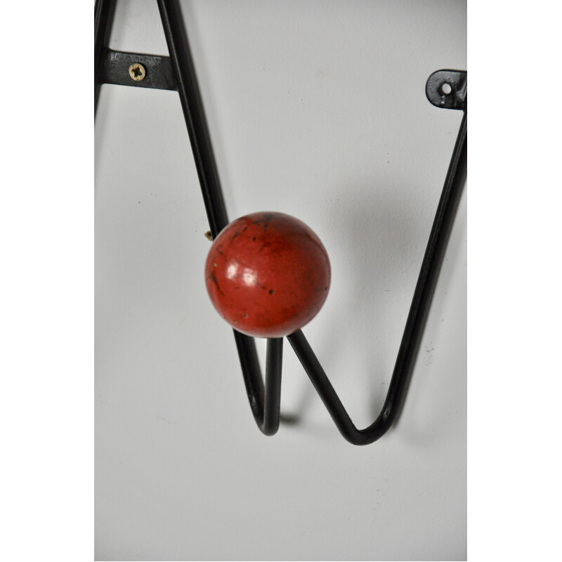 Roger Feraud's vintage coat rack in wood and metal 1960