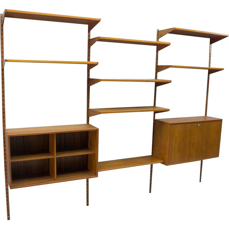 Vintage shelving unit with secretaire for FM Møbler in teak 1960s